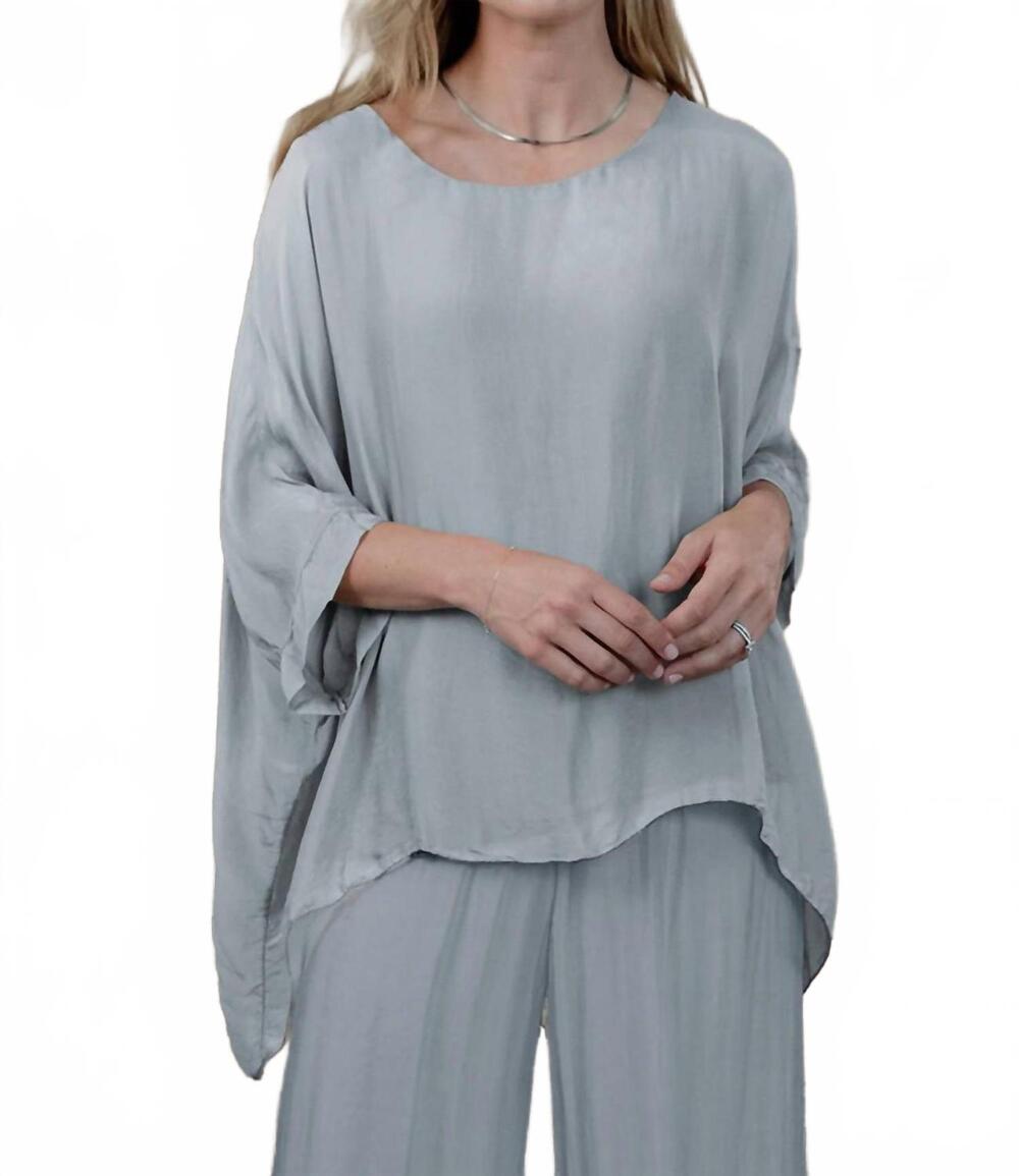 NEW COBBLESTONE LIVING martina silk top in pearl grey